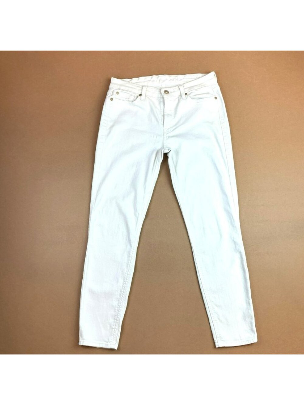 7 For All Mankind Cropped Skinny Jeans Womens 27 White 94% Cotton Stretch Denim - Picture 2 of 13